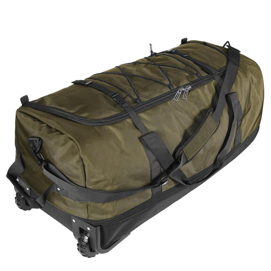 Bagenerous Expandable Rolling Duffle Bag 110L–140L with Wheels & Foldable Design – Army Green