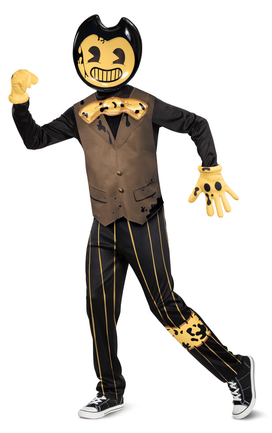 Bendy and the Dark Revival Kids Costume – Official Bendy Demon Jumpsuit with Mask & Gloves 🖤🎭
