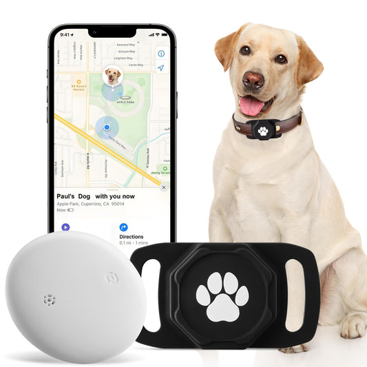 Smart Pet Tracker for Android, Waterproof GPS Tag for Cats & Dogs, No Subscription Required, Lightweight Silicone Collar Holder
