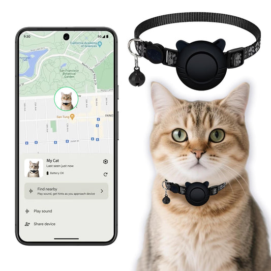 Android GPS Cat Tracker Collar Smart Bluetooth Pet Locator Waterproof Google Find My Device Compatible