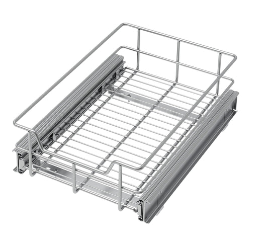 Heavy-Duty Pull-Out Cabinet Organizer – 1 Tier Slide-Out Drawer (Chrome-Plated)