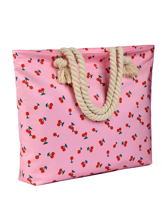 Women’s Art Flower Pattern Beach Tote – Waterproof & Sandproof Large Capacity Bag