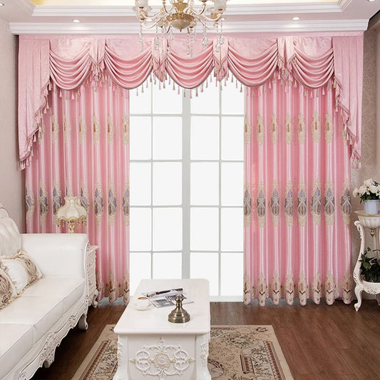 European-Style Luxury Embroidered Curtains – 2 Panels, Modern Bedroom Blackout Drapes Without Valance