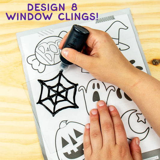 Made By Me Halloween Window Art Kit – 20 Glow-in-the-Dark Suncatchers & Window Clings for Kids