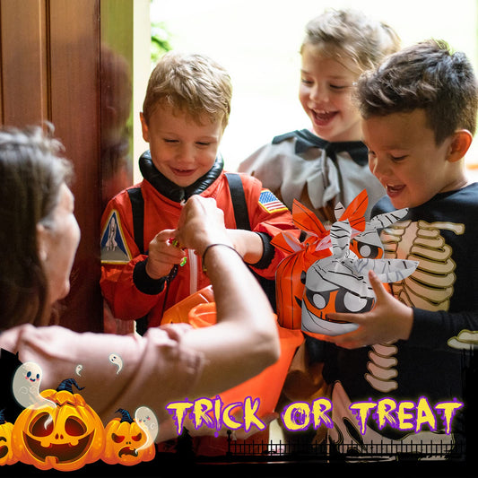 100-Pack Halloween Rabbit Ears Treat Bags – Pumpkins & Zombies Design, Reusable Candy & Gift Bags for Kids Party Favors