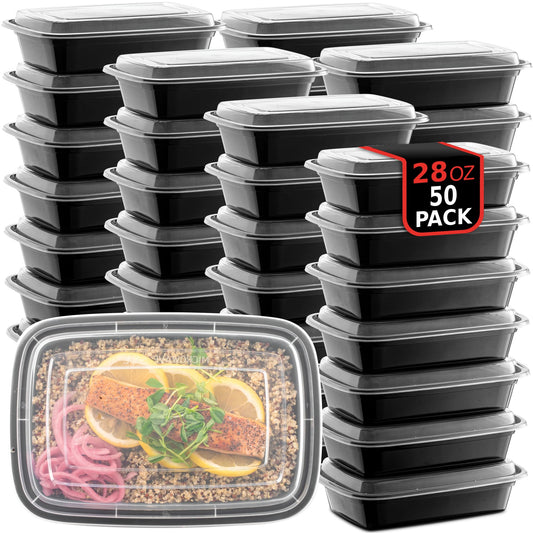 Single-Compartment Meal Prep Containers – 50 Pack Leak-Proof To-Go Food Storage Boxes