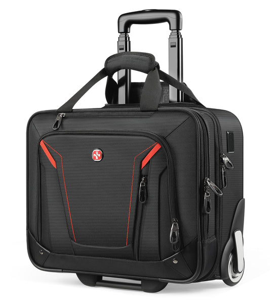 Star Cloud Rigid Frame Rolling Laptop Bag with Wheels, TSA-Friendly Underseat Carry-On Business Briefcase (Black)