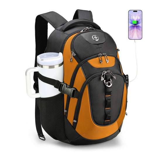 Swissdigital Design Laptop Backpack with USB-C Charging Port and RFID Protection, 31L Daily Travel Bag