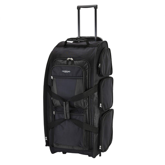Travelers Club Xpedition 30” Rolling Upright Duffel, Large 77L Multi-Pocket Travel Bag with Wheels (Black)
