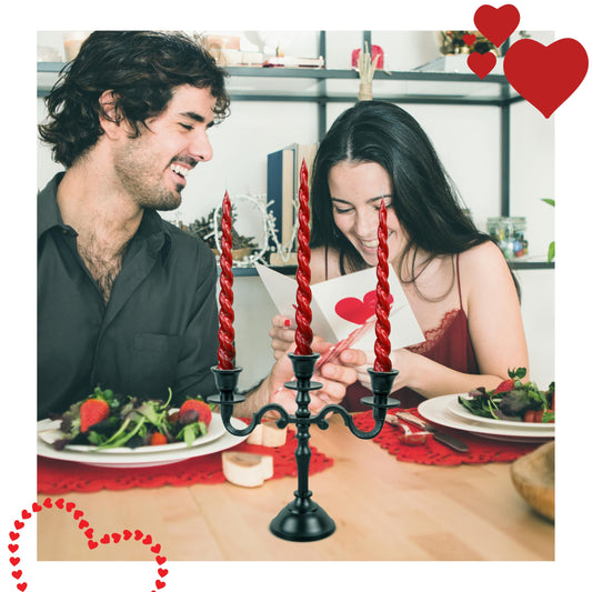 Mini Black Matte Metal Candelabra – 3-Arm Baby Candle Holder for Halloween, Weddings & Home Decor (8” Tall)