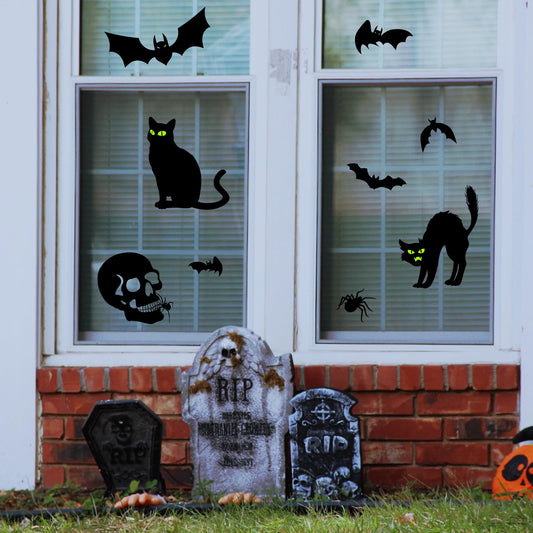 Extra-Large Halloween Window Clings – Reusable Double-Sided Witch & Bat Stickers for Glass, Mirrors & Doors