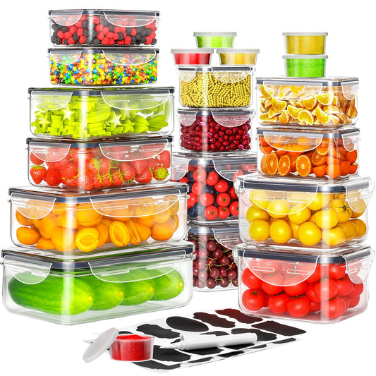 Airtight Food Storage Containers Set – 20 Piece Stackable Clear Meal Prep Containers with Lids