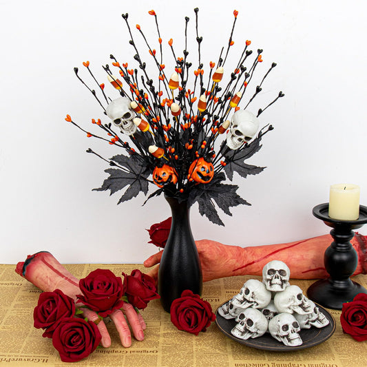 Halloween Black Maple & Candy Stem Branch Set – 10 Pack (17-Inch Spooky Mix)