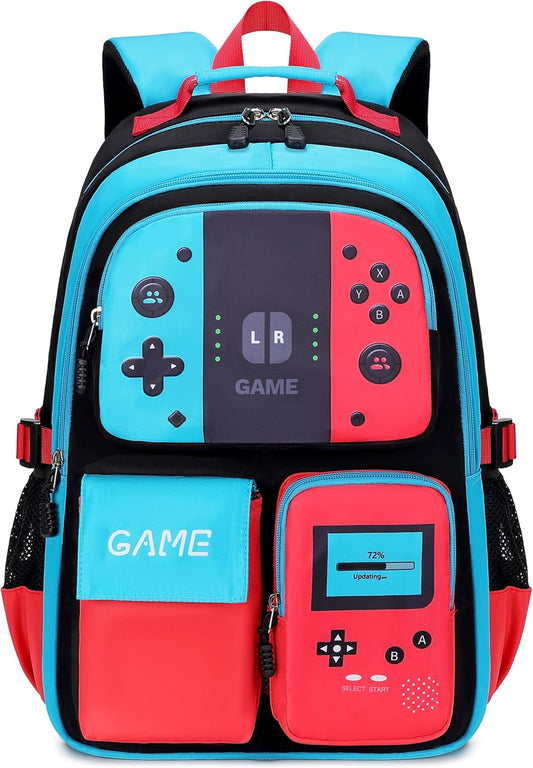 Blue Red Glow-in-the-Dark School Backpack with Laptop Sleeve