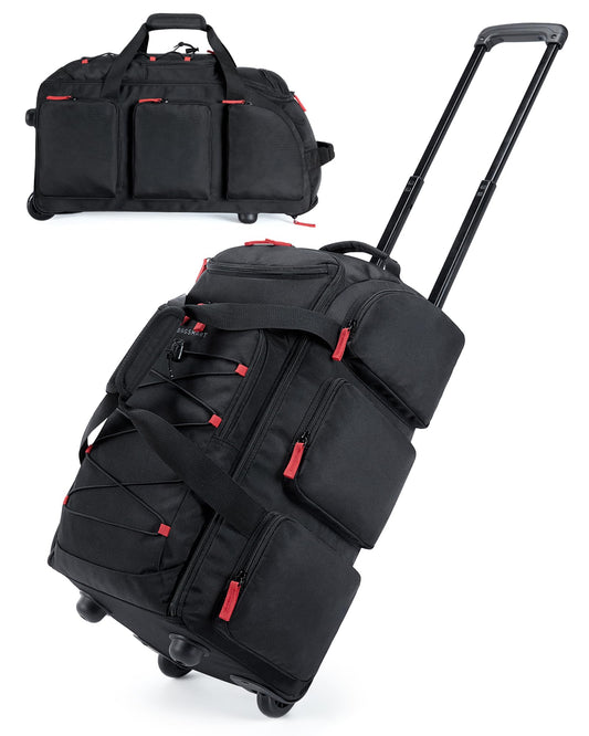 Bagsmart Rolling Duffle Bag with Wheels 36L – Airline Approved Carry-On Travel Duffel, Black