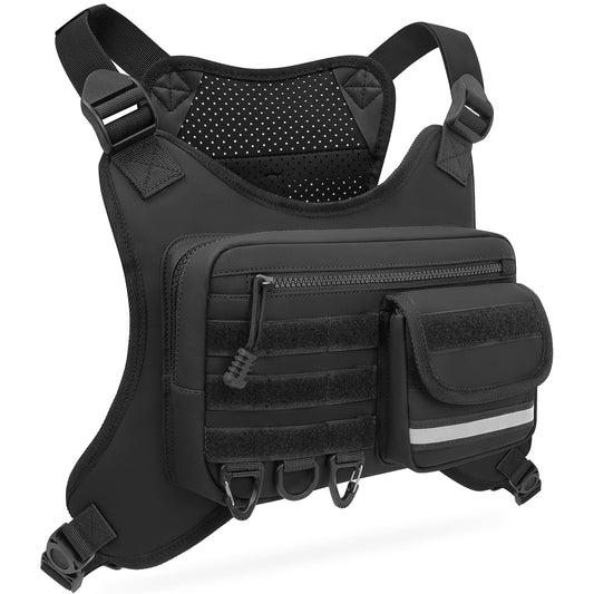 OCKLILY Running Chest Bag – Adjustable Water-Resistant Vest Pack for Cycling, Hiking & Outdoor Workouts (Black)