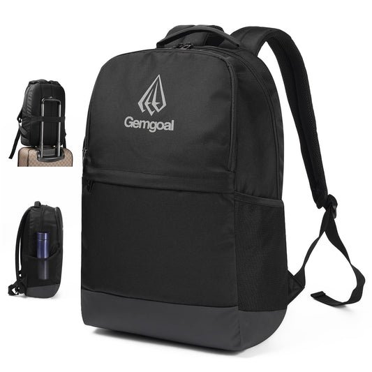 GEMGOAL Classic Minimalist Laptop Backpack – Water-Resistant Travel & Gym Backpack for Work and Daily Commute – Black