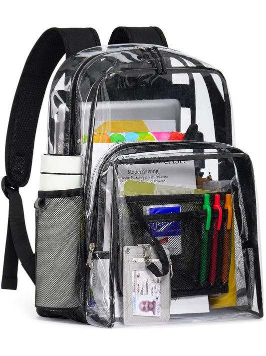 QOECI Clear Backpack 17” Heavy Duty TPU – Large Transparent School & College Bookbag