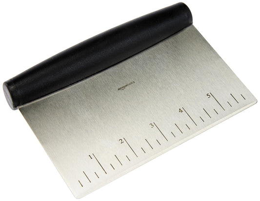Stainless Steel Dough Scraper & Chopper with Measurement Marks – Non-Slip Handle