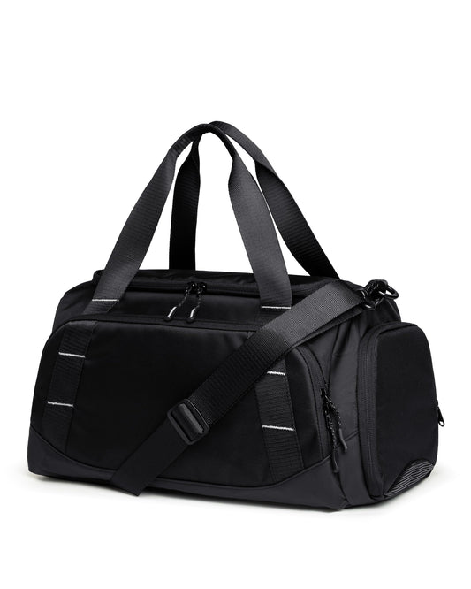 PROKVA Small Gym Duffle Bag 16L – Compact Carry-On Weekender with Shoe Compartment & Wet/Dry Pocket (Black)