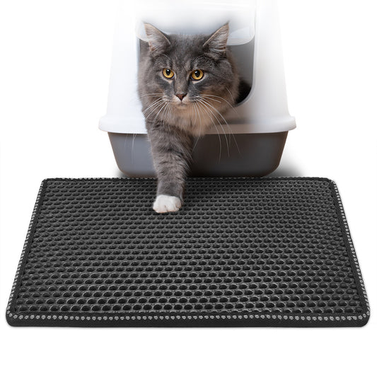 Double Rice Grain Cat Litter Mat – Waterproof Splash Guard & Filter Pad for Easy Cleaning and Mess-Free Homes