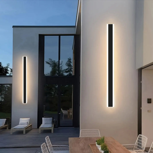 Outdoor Wall Lights Long Wall Sconce Dimmable With Remote Control Long Strip Modern LED Outdoor Wall Light Fixture 1 Pack Black Wall Mount Lighting Sconce Exterior Lights Wall Sconce For House Living Room Corridor - PulinGO