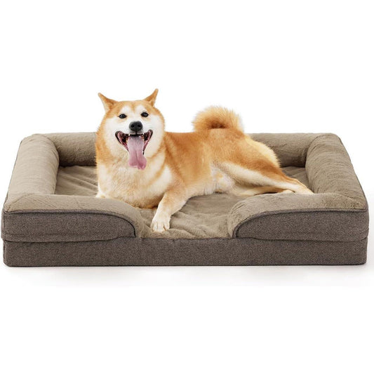 Large Orthopedic Dog Sofa – Supportive Foam Mattress with Egg Crate Design, Waterproof Lining & Washable Cover