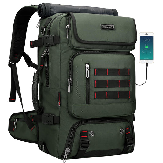 Witzman Airline-Approved Carry-On Travel Backpack Convertible Duffle Bag – Army Green