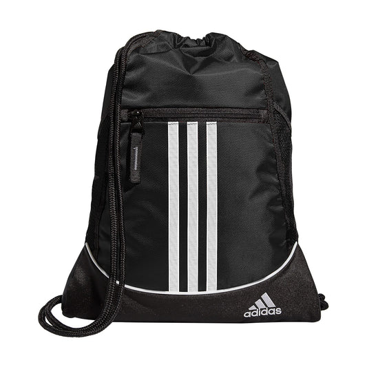 adidas Alliance Sackpack Drawstring Backpack 12L – Lightweight Sports & Gym Bag with Zipper Pocket (Black)