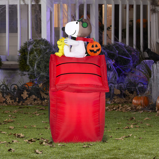 Airblown Inflatable Snoopy Flying Ace on Dog House – 42" Indoor/Outdoor Halloween Yard Decoration