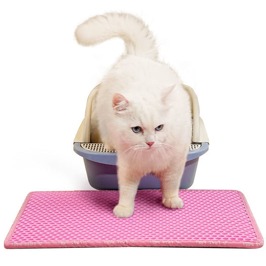 Double-Layer Rice-Shaped Cat Litter Pad – Waterproof EVA Non-Slip Mat for Easy Cleaning & Mess Control