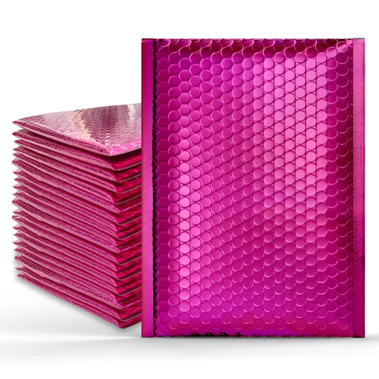 50 Pack Shiny Pink Poly Bubble Mailers – 6.12″×9.5″ Padded Envelopes for Shipping, Packaging & Mailing