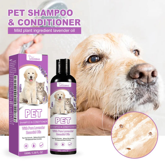 egbong 100ml Pet Shampoo & Conditioner – pH-Balanced Anti-Itch Formula for Dogs & Cats, Softens Hair & Relieves Dry Skin