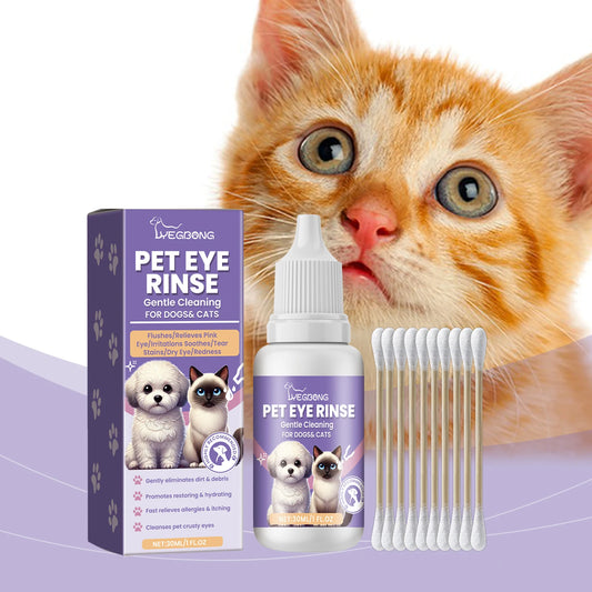 Yegbong Pet Eye Cleaner Drops – 30ml Tear Stain Remover for Dogs & Cats, Nourishing, Moisturizing & Brightening Eye Rinse