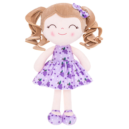 30cm Plush Baby Doll – Curly Hair Stuffed Fruit Toy in Grape Design, Soft Plush Doll for Kids’ Christmas & Birthday Gifts