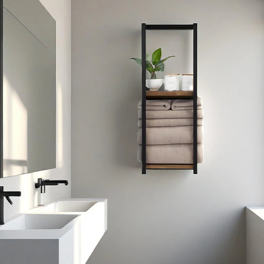 2-Tier Wall-Mounted Towel Storage Rack – Space-Saving Bathroom & Bedroom Organizer