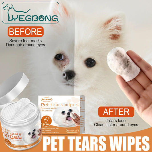 Yegbong Pet Cleaning Wet Wipes – Non-Irritating Cotton Pads for Cats & Dogs, Tear Stain Remover & Eye Cleaning Wipes