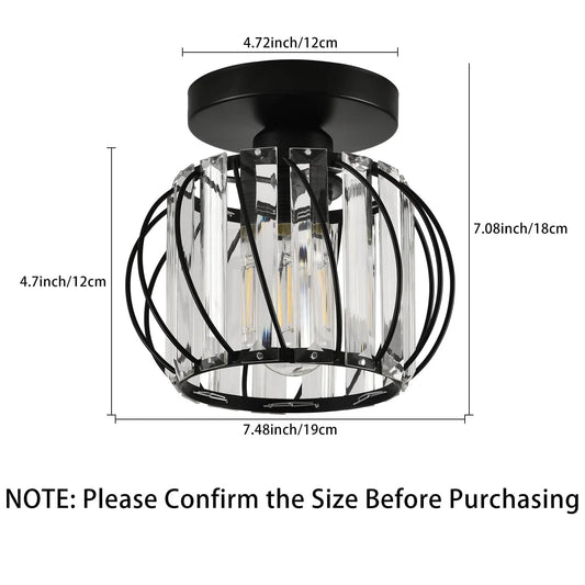 Antique Semi-Flush Mount Crystal Chandelier – Small Ceiling Light Fixture for Bathroom, Hallway & Café 💎💡