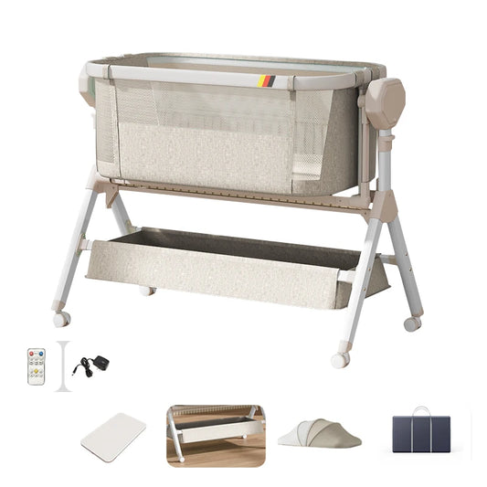 Elele Nova 3‑in‑1 Electric Bassinet & Co‑Sleeper – Portable Rocking Cradle, Bedside Sleeper & Travel Crib for Newborns