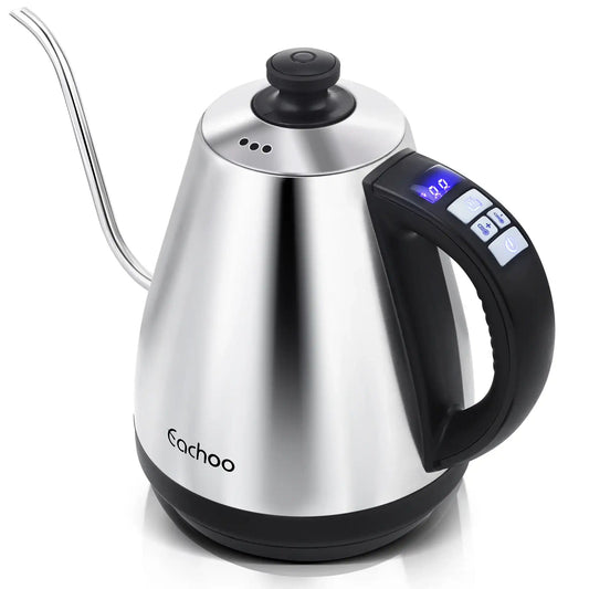 Stainless Steel Electric Gooseneck Kettle with Coffee Dripper – Pour-Over Kettle with Temperature Control & LED Display