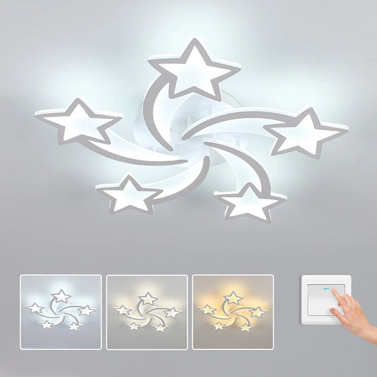 Dimmable LED Ceiling Lamp – 30W Modern Star-Shaped Light with 3 Color Modes (3000K–6500K) for Living Room ✨💡