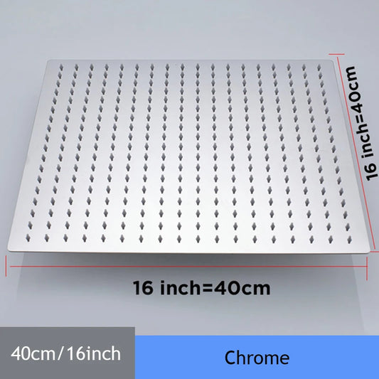 16-inch Ultra-Thin Rainfall Shower Head – 304 Stainless Steel Chrome/Nickel Finish