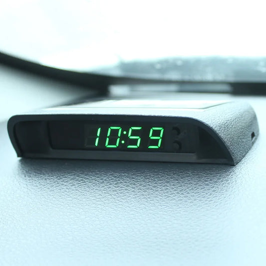 Portable Car Dashboard Clock – Solar Digital LCD Clock with Backlight & Temperature Display for Auto Interior