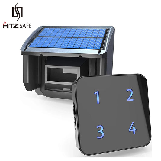 HTZSAFE 400m Solar Wireless Driveway Alarm – Outdoor Weather-Resistant Motion Sensor Security Alert System for DIY Installation