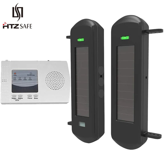 HTZSAFE Solar Beam Driveway Alarm System – Wireless 800m Range & 100m Sensor Detection for DIY Home Security