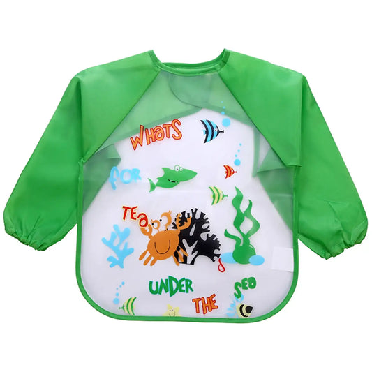 Long-Sleeve Waterproof Kids Smock Feeding Bib – Toddler Meal & Art Apron for Boys & Girls