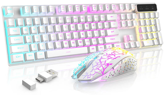 MambaSnake X Ziyou Lang T3 Wireless Gaming Keyboard & Mouse Combo – Rainbow Backlit Rechargeable Keyboard with Ergonomic Silent Mouse