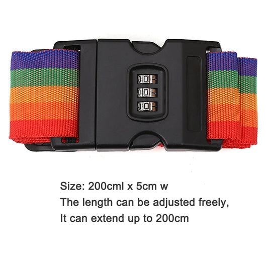 Password lock luggage strap – adjustable travel suitcase belt with secure combination buckle for baggage protection & safety