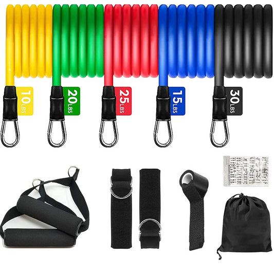 11-Piece Resistance Bands Set – Elastic Rubber Fitness Expander for Home Gym, Bodybuilding & Full-Body Strength Training