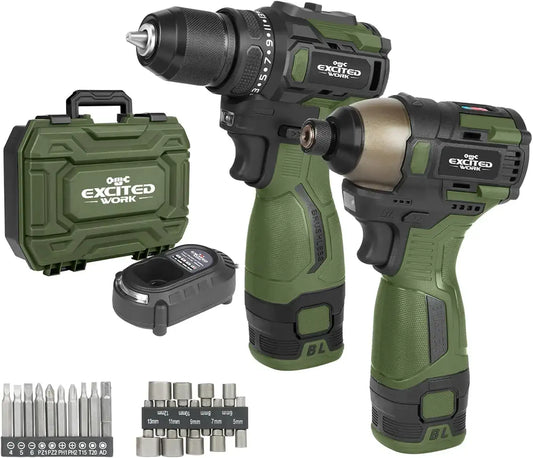 17V Brushless Cordless Drill & Impact Driver Set – 140Nm Power, 3-Speed, 2 Batteries + Full Accessories